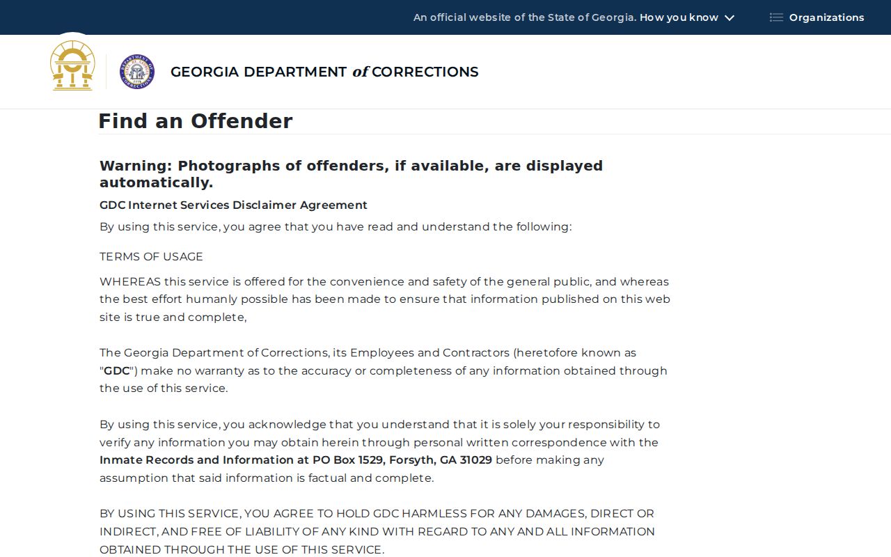 Statesboro people search fields in the Georgia offender query