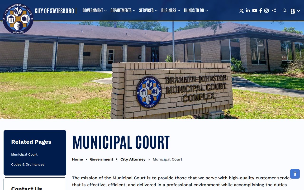 Statesboro people search through the Municipal Court contact page