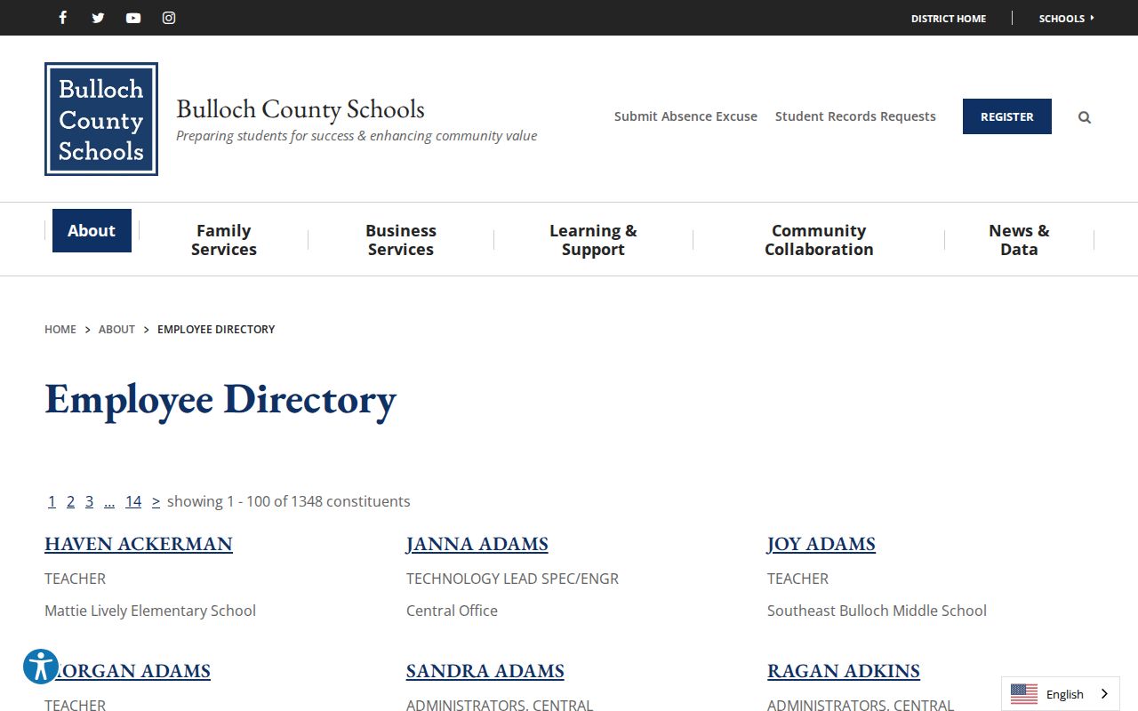 Statesboro people directories Bulloch Schools staff roster