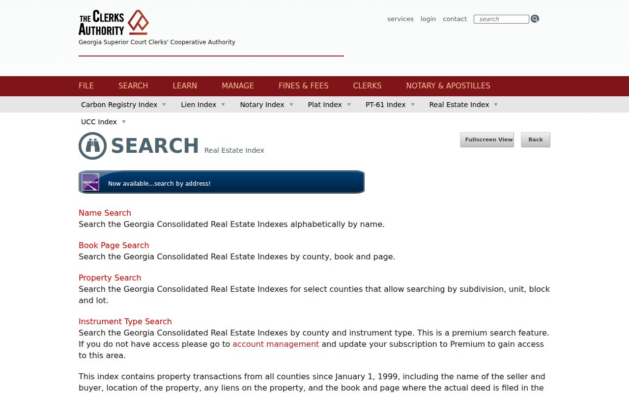 Statesboro public records search at the GSCCCA deed index
